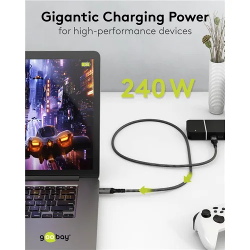 GOOBAY καλώδιο USB-C 74210, USB4, 240W, 40Gbps, 8K/60Hz, 0.50m, γκρι