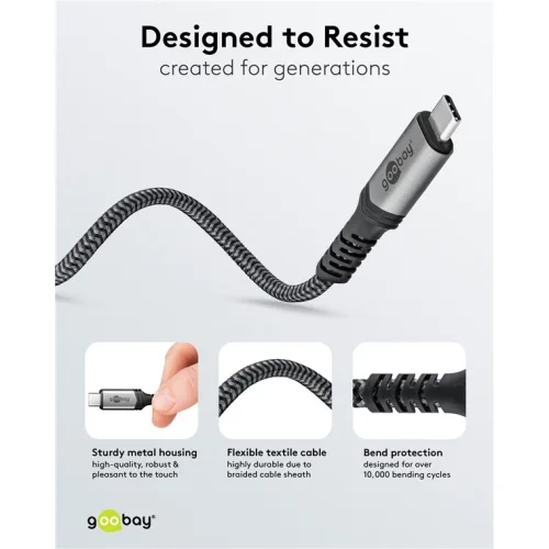 GOOBAY καλώδιο USB-C 74210, USB4, 240W, 40Gbps, 8K/60Hz, 0.50m, γκρι