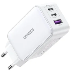 Ugreen Ladowarka sieciowa 15334 Nexode 2xUSB-C USB-A 3.0 PD3.0 QC4.0 GaN 65W biala (15334) (UGR15334)