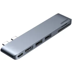 Ugreen 6-in-1 Adapter CM380 USB-C Hub for MacBook Air / Pro gray (80856) (UGR80856)