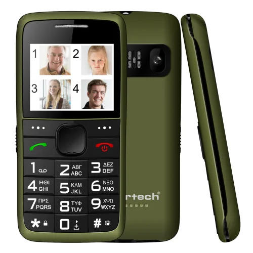 POWERTECH κινητό τηλέφωνο Sentry Eco V2 PTM-42, dual SIM, πλήκτρο SOS, πράσινο