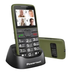 POWERTECH κινητό τηλέφωνο Sentry Eco V2 PTM-42, dual SIM, πλήκτρο SOS, πράσινο