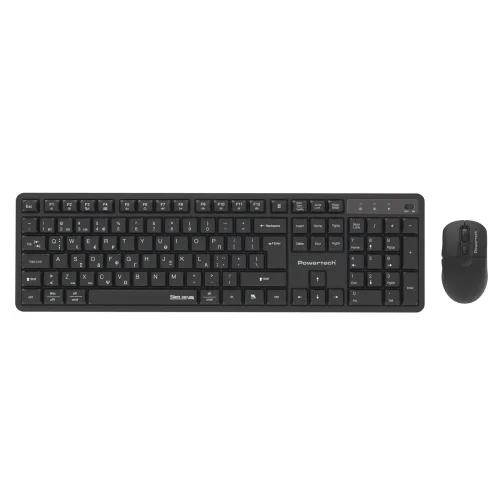 POWERTECH set ασύρματο ποντίκι & πληκτρολόγιο PT-1540, 2.4GHz & Bluetooth, αθόρυβο, μαύρο