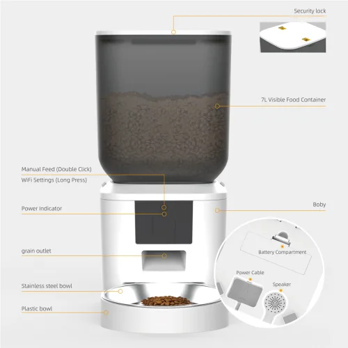 BRUNO smart ταΐστρα κατοικίδιων BRN-0269, 7L, WiFi, λευκή