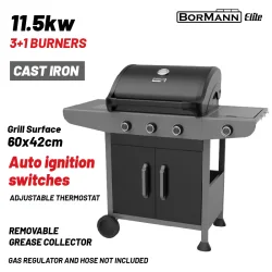 BORMANN Elite  BBQ6031 Ψησταριά Υγραερίου FORGE 3+1 Εστιών με Μαντεμένια Σχάρα BORMANN ELITE BBQ6031