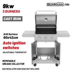 BORMANN Elite BBQ7030 Ψησταριά Υγραερίου LEGEND 3 Εστιών με Μαντεμένια Σχάρα LUXURY TYPE BORMANN ELITE BBQ7030