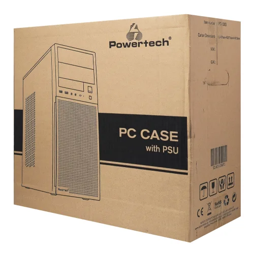 POWERTECH PC Case PT-1563 με 550W PSU, ATX Midi, 376.6x175x408.5mm, μαύρο