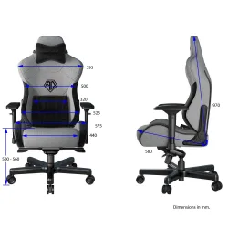 ANDA SEAT Gaming Chair T-PRO II Light Grey/ Black FABRIC with Alcantara Stripes