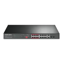 Mercusys 16-Port 10/100Mbps + 2-Port Gigabit Rackmount Switch with 16-Port PoE+ (MS118CP) (MERMS118CP)