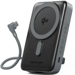 VENTION 10000mAh Magnetic Wireless Power Bank (USB-C + USB-C/USB-C/Wireless) 35W Gray LED Display Type (FKHH0) (VENFKHH0)