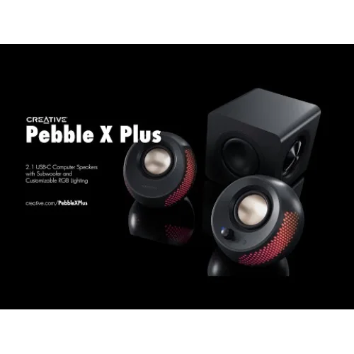 Creative Pebble X Plus Ηχεία Υπολογιστή 2.1 με RGB Φωτισμό και Bluetooth Ισχύος 30W σε Μαύρο Χρώμα