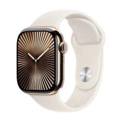 Watch Apple Watch Series 10 GPS + Cellular 46mm Gold Titanium Case with Sport Band M/L - Starlight
