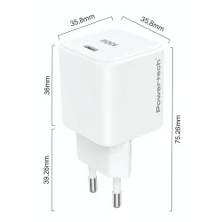 POWERTECH φορτιστής τοίχου PT-1612, USB-C, 100W, GaN, AVS, λευκός