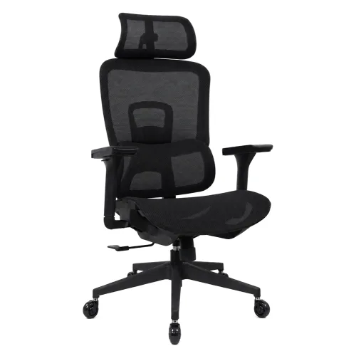 POWERTECH καρέκλα γραφείου PT-1633 με μπράτσα και ανάκλιση, ρυθμιζόμενο ύψος, μαύρη
