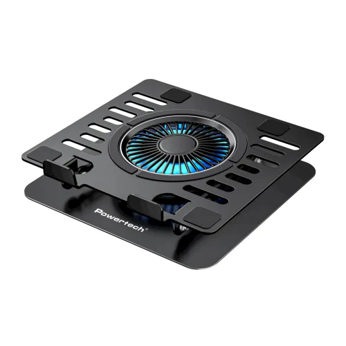 POWERTECH βάση & ψύξη laptop PT-1630 έως 17", 110mm LED fan, μεταλλική, μαύρη