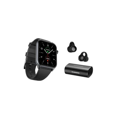 Riversong Smartwatch Motive 9E Space Gray + Riversong True Wireless AirClip L3 Black