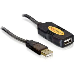 DELOCK καλώδιο USB 2.0 αρσενικό σε θηλυκό 82308, active, 5m, μαύρο