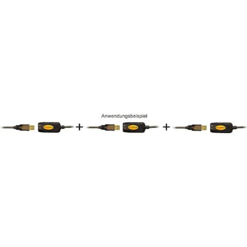 DELOCK καλώδιο USB 2.0 αρσενικό σε θηλυκό 82308, active, 5m, μαύρο