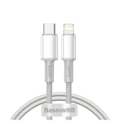 Baseus High Density Braided USB-C to Lightning Cable 20W Λευκό 1m (CATLGD-02) (BASCATLGD02)-ΕΚΘΕΣΙΑΚΟ