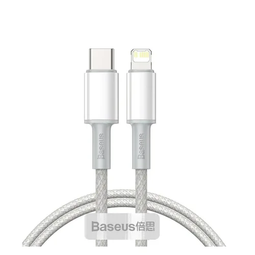 Baseus High Density Braided USB-C to Lightning Cable 20W Λευκό 1m (CATLGD-02) (BASCATLGD02)-ΕΚΘΕΣΙΑΚΟ