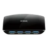 USB 3.0 Hub 4 θυρών σε μαύρο χρώμα.