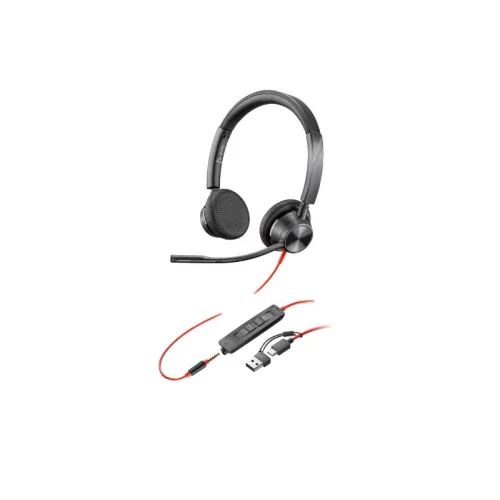 Poly Blackwire 3325 Stereo USB-C Headset +3.5mm Plug +USB-C/A Adapter (8X221AA)