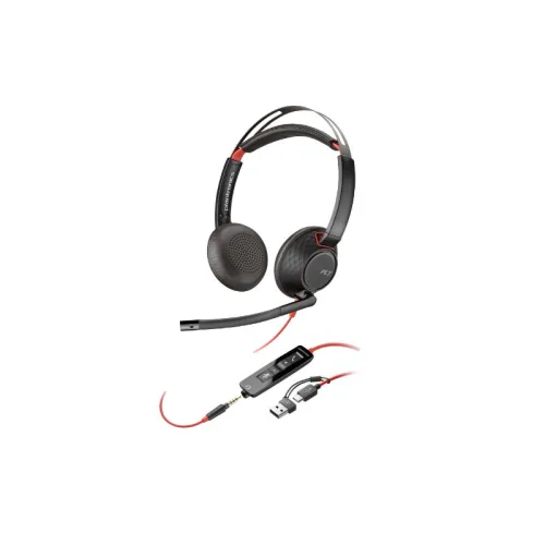 Poly Blackwire 5220 Stereo USB-C Headset +3.5mm Plug +USB-C/A Adapter - 93S88AA