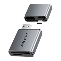 CABLETIME card reader CT-ACCD3-AG για SD & micro SD, USB 3.0, 5Gbps, γκρι