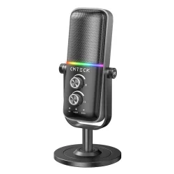 CMTECK επιτραπέζιο μικρόφωνο XM600, omnidirectional/καρδιοειδές, USB, RGB LED, μαύρο