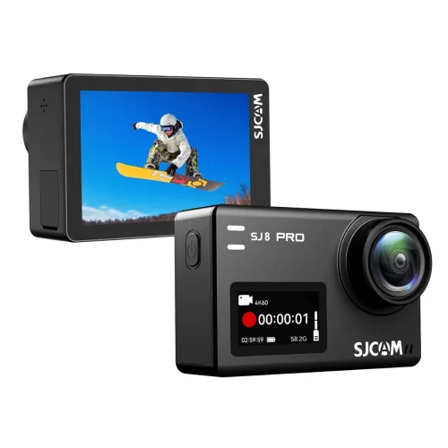 SJCAM action camera SJ8 Pro, οθόνη αφής, 12MP/4K, WiFi, αδιάβροχη θήκη, μαύρη