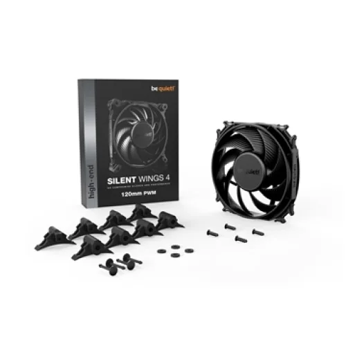 BEQUIET FAN SILENT WINGS 4 120MM PWM BL093, 1600RPM, 48,7CFM/82,74M3/H, 18,9 dB, Lifespan 300000h, BLACK, 5YW.