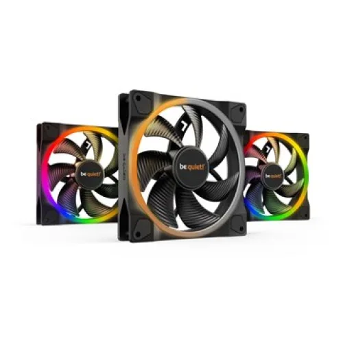 BEQUIET FAN LIGHT WINGS 140MM PWM TRIPLE-PACK BL078, ARGB, 1500RPM, 56CFM/ 95,14M3/H, 23,3 DB, LIFESPAN 60000H, BLACK, 3YW.
