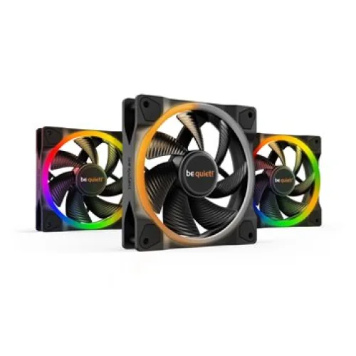 BEQUIET FAN LIGHT WINGS 120MM PWM TRIPLE-PACK BL076, ARGB, 1700RPM, 41.51CFM/70.53M3/H, 20.6 DB, LIFESPAN 60000H, BLACK, 3YW.