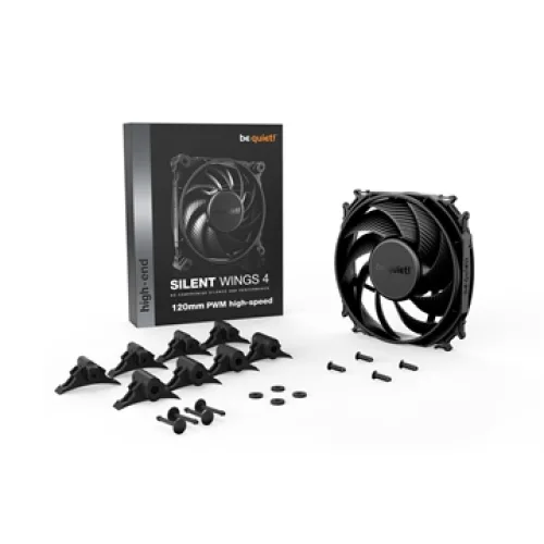 BEQUIET FAN SILENT WINGS 4 120MM PWM HIGH-SPEED BL094, 2500RPM, 76,7CFM/130,31M3/H, 31,2 dB, Lifespan 300000h, BLACK, 5YW.