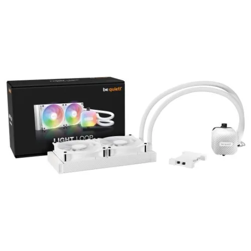BEQUIET CPU HYDRO COOLER LIGHT LOOP 240MM WHITE BW021, INTEL SOCKET LGA 1851/1700/1200/1150/1151/1155, AMD AM4/AM5, SQUARE ARGB ILLUMINATING COOLING BLOCK, 2x120MM LIGHT WINGS LX PWM HIGH-SPEED, WHITE, 3YW.