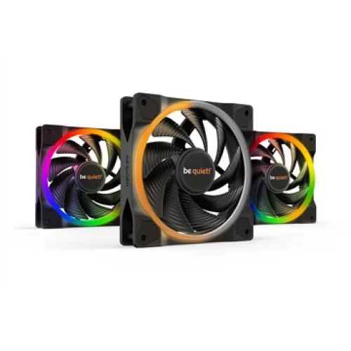 BEQUIET FAN LIGHT WINGS 120MM PWM HIGH-SPEED TRIPLE-PACK BL077, ARGB, 2500RPM, 52,3CFM/88,86M3/H, 31 DB, LIFESPAN 60000H, BLACK, 3YW.