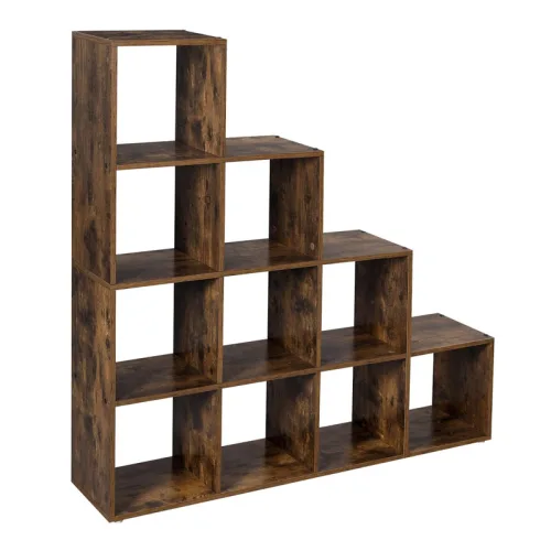 Vasagle Ξύλινη Βιβλιοθήκη με 10 Ράφια 129.5 x 29 x 129.5 cm Χρώματος Σκούρο Καφέ  (LBC10BX) (VASLBC10BX)