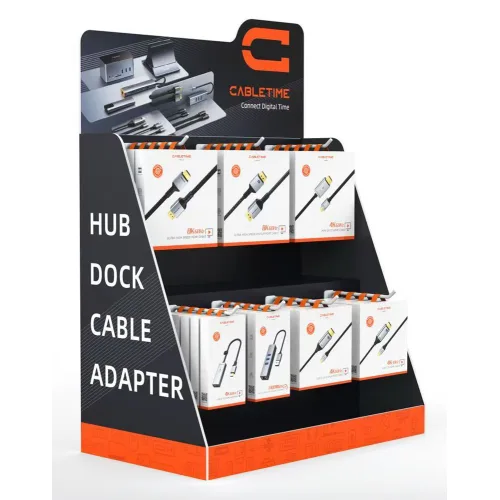 CABLETIME stand προβολής CT-STAND-SMALL με γάντζους, 36.5 x 20 x 54.6cm