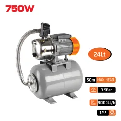 NAKAYAMA Pro NP2103 Πιεστικό Συγκρότημα Με Δοχείο 24Lt Αντλία Inox 750W