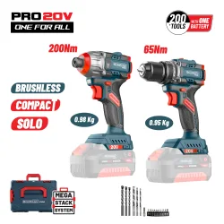 BORMANN Pro BBP5408Τ2CA Σετ Κρουστικό Δραπαν/βιδο & Παλμικό Κατσαβίδι, Brushless, SOLO