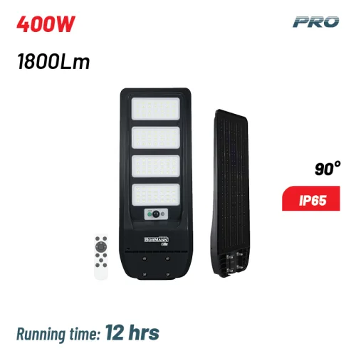 BORMANN BLF3400 Ηλιακό Φωτιστικό Δρόμου Led 100W, Αδιάβροχο Με Φωτοβολταϊκό Πάνελ, 6V/15W