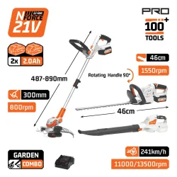 NAKAYAMA Pro EC1740X22T3 Σετ Κήπου Μπαταρίας, Φυσητήρας, Ψαλίδι Μπορντούρας & Θαμνοκοπτικό, 2x2Ah