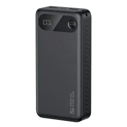 USAMS power bank CD251 με οθόνη, 3x θύρες εξόδου, 20000mAh, PD20W, μαύρο