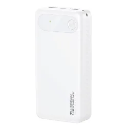 USAMS power bank CD251 με οθόνη, 3x θύρες εξόδου, 20000mAh, PD20W, λευκό