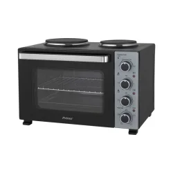 Ηλεκτρικό φουρνάκι με 2 εστίες PREO-40589 PRIMO 35L 3000W Γυάλινη πρόσοψη Μαύρο/Ασημί