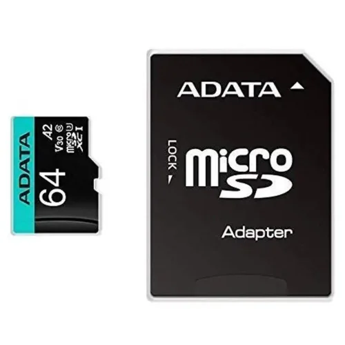 Adata microSD PremierPro 64GB UHS1 U3 V30 A2+adapter (AUSDX64GUI3V30SA2-RA1) (ADAAUSDX64GUI3V30SA2-RA1)