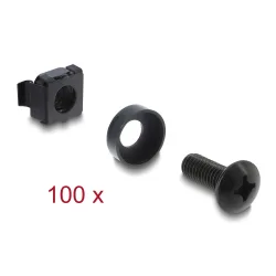 DELOCK σετ βίδες με παξιμάδια 42434 για rack, M6/16mm, μαύρο, 100τμχ