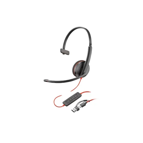Poly Blackwire 3210 Monaural USB-C Headset +USB-C/A Adapter (8X214AA)