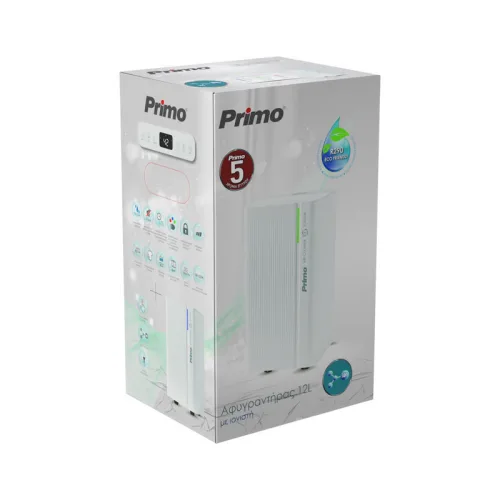 Αφυγραντήρας PRDH-45020i Primo 12L Ηλ/νικός R290 Με Χρωματική 'Ενδειξη Υγρασίας + Ιονιστή + Φίλτρο Ενεργού 'Ανθρακα Λευκός