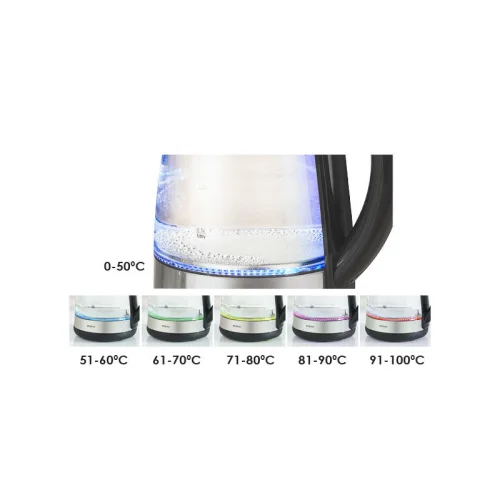 Βραστήρας PRCK-40497 Primo 1.7L 2200W Digital Γυάλινος Inox/Μαύρος